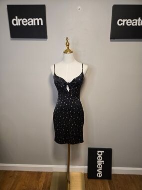 Abercrombie & Fitch Black Spaghetti-Strap Mini Dress with Floral Print XS